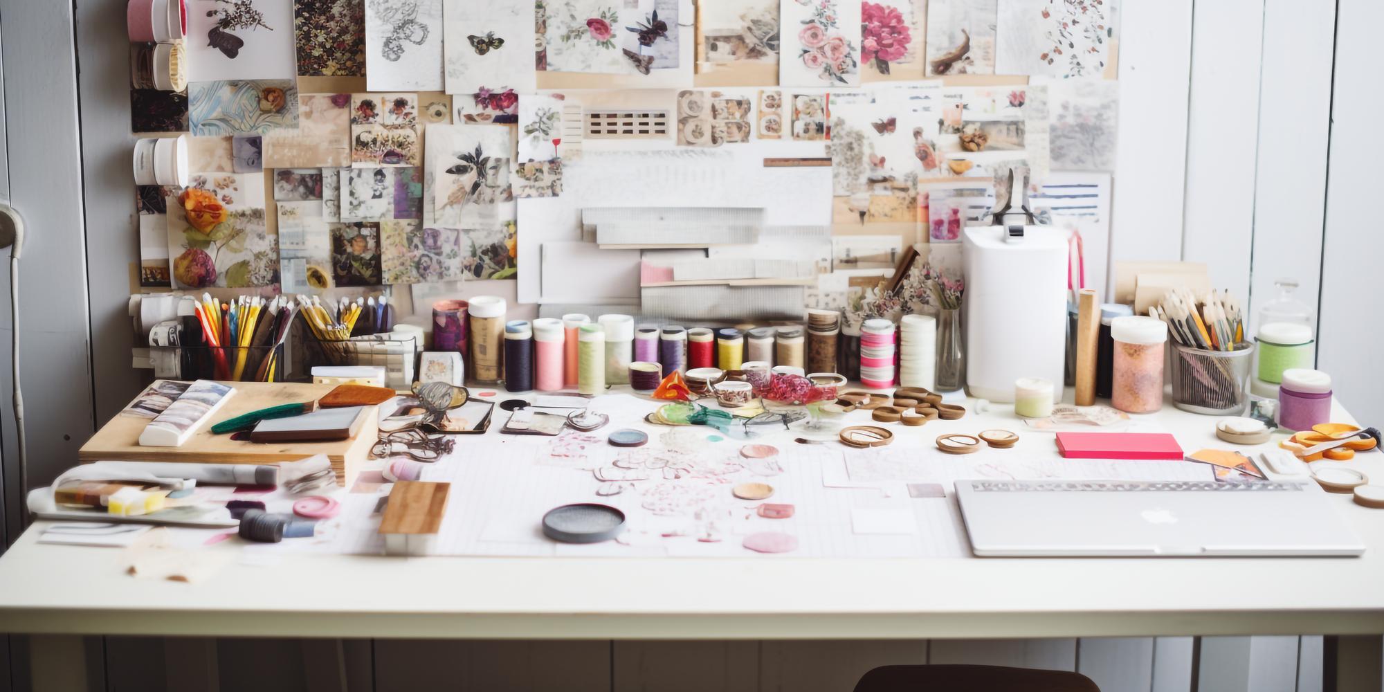 atelier workspace with threads and hoops
